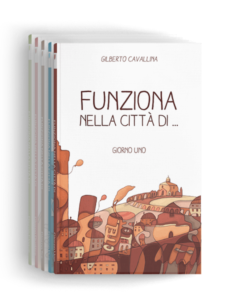 Le copertine della collana Funziona nella città di Trepunti