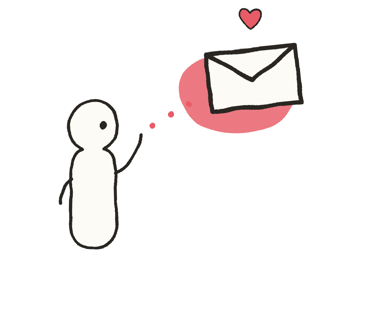 Una persona spedisce una lettera con un cuore