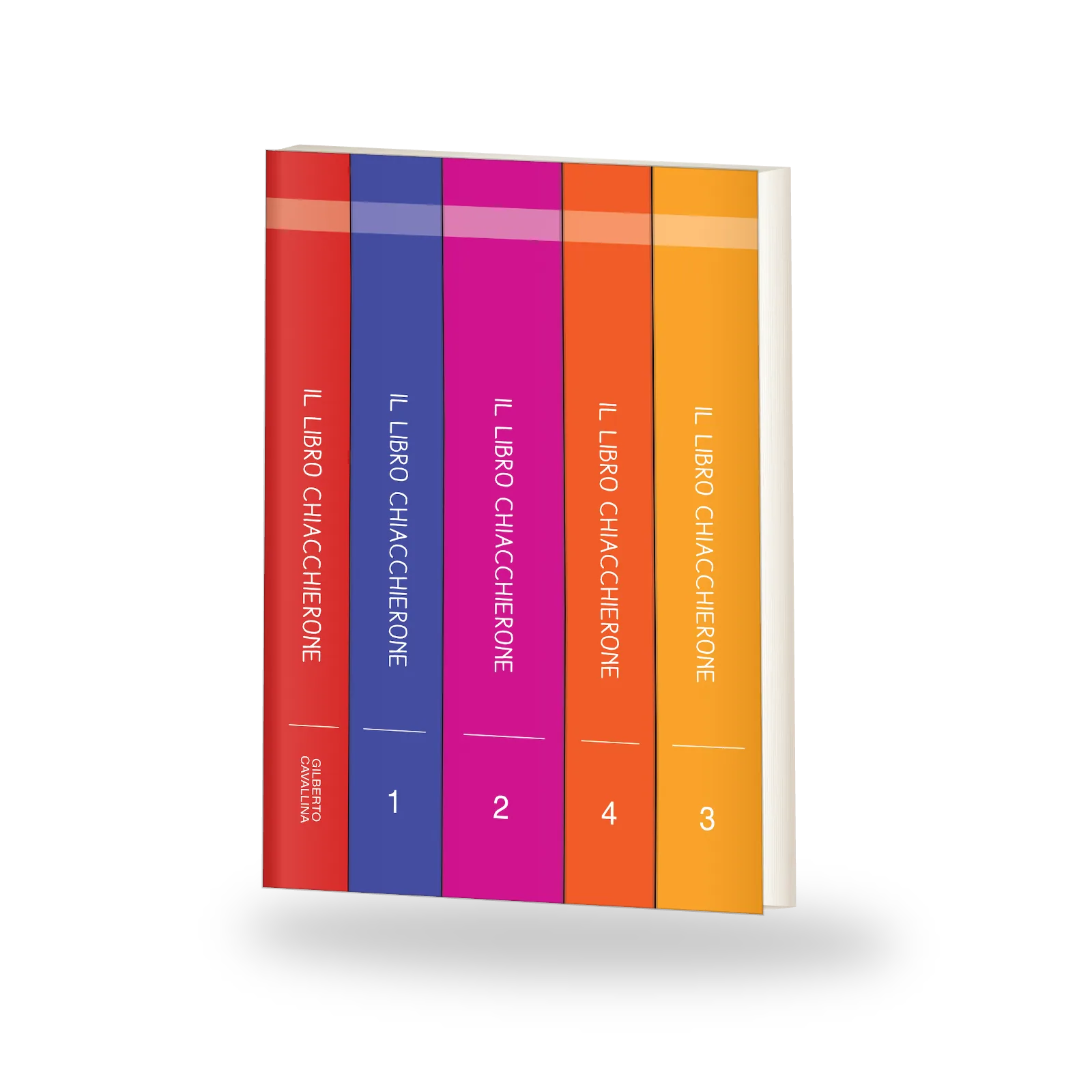 Il Libro chiacchierone, con cinque bande verticali colorate e i numeri 1, 2, 4, 3