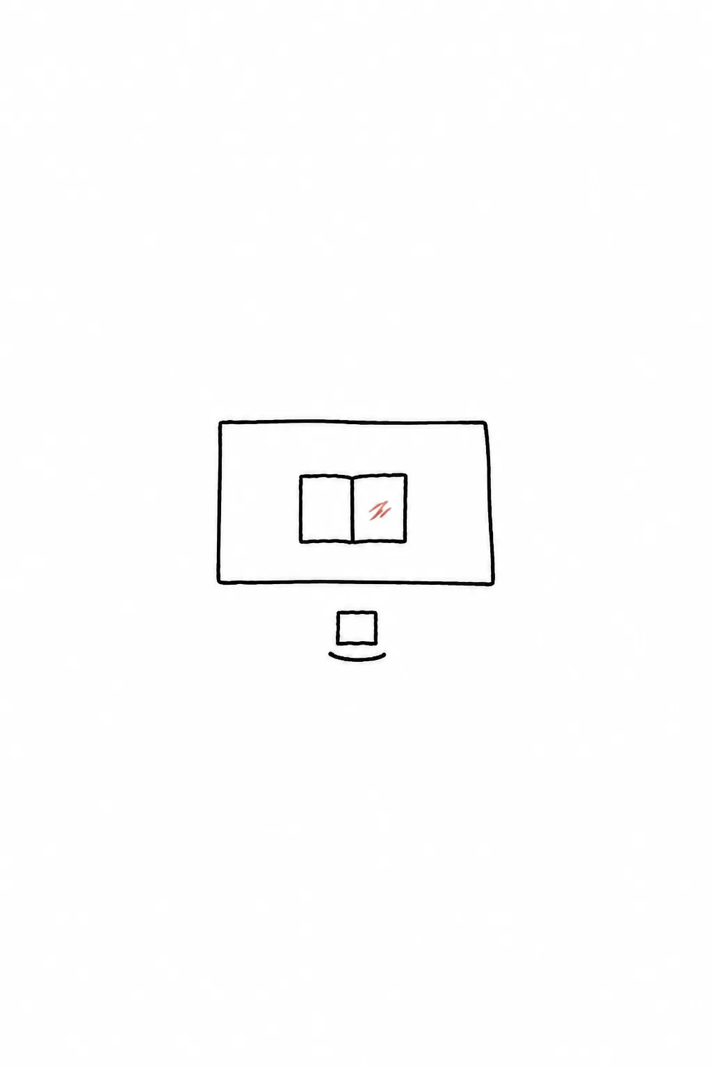 Una sedia davanti a un tavolo con un quaderno aperto